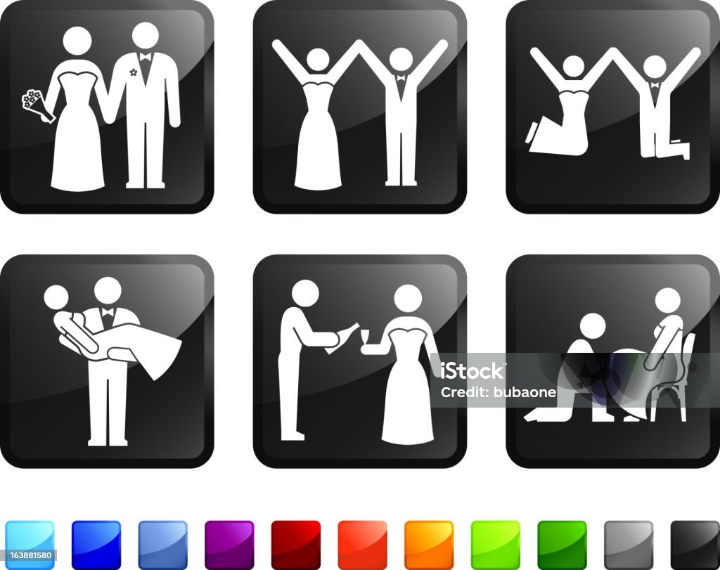 Bride and Groom on Wedding Day vector icon set stickers Bride and Groom on Wedding Day sticker set  Alcohol - Drink stock vector