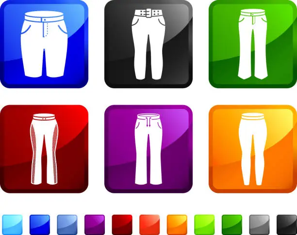 Vector illustration of Women's Pants and Clothing royalty free vector icon set stickers