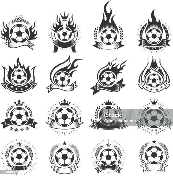 Soccer Ball Badges Schwarz Und Weiß Lizenzfreie Vektor Iconset Stock Vektor Art und mehr Bilder von Fußball-Spielball