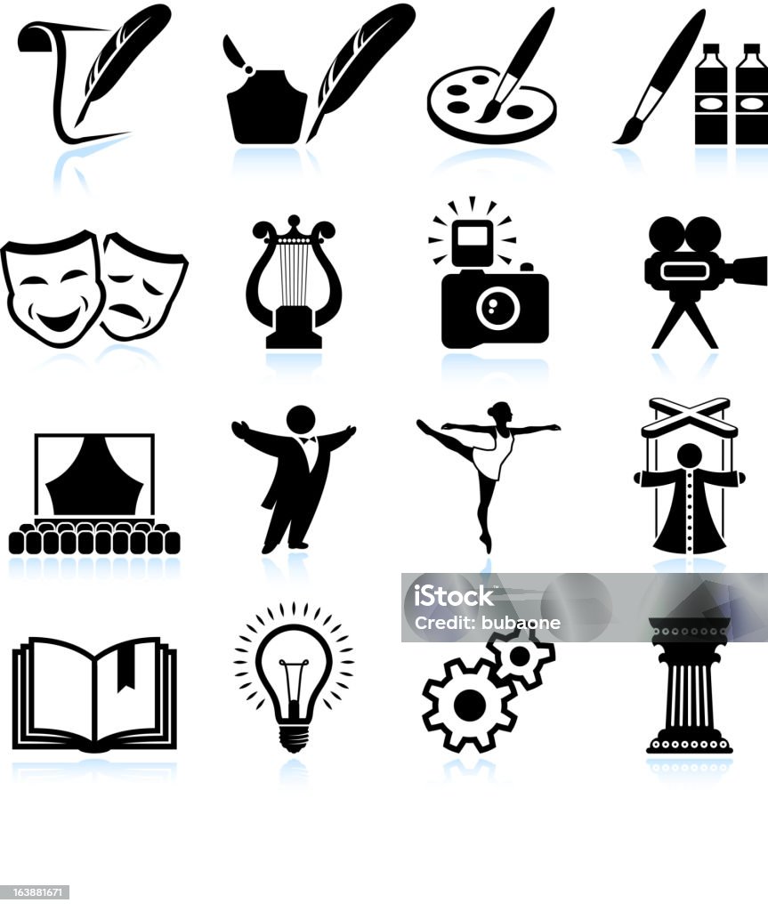 High Art Culture and creativity black & white icon set High Art Culture and creativity black & white set Icon Symbol stock vector