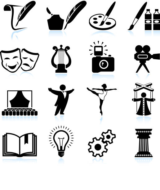 High Art Culture and creativity black & white icon set High Art Culture and creativity black & white set musical conductor photos stock illustrations