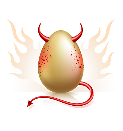 Deviled Egg on Flaming Fire Background