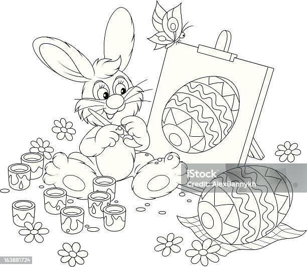 Easter Bunny Artist Stock Illustration - Download Image Now - Coloring, Easter, Artist