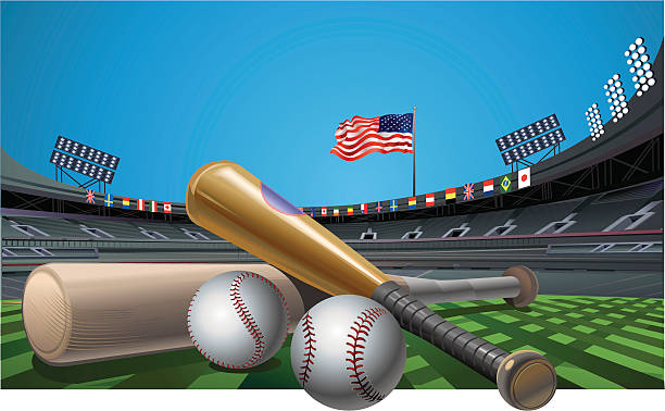 illustrazioni stock, clip art, cartoni animati e icone di tendenza di stadio di baseball - baseballs baseball stadium athlete
