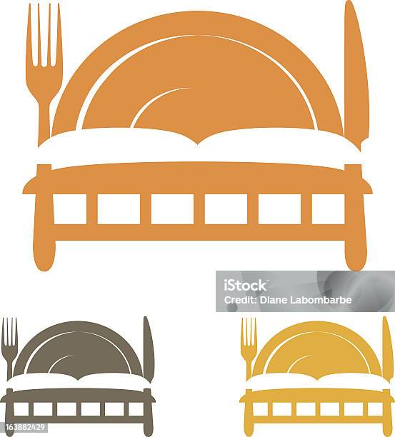 Bed Breakfast Or Food With Lodging Icon Set Stock Illustration - Download Image Now - Icon Symbol, Bed and Breakfast, Bed - Furniture