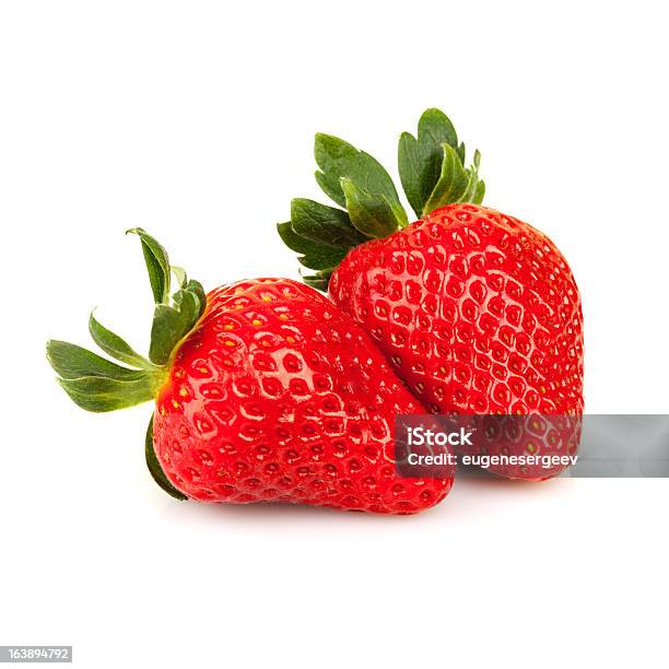 Two Fresh Strawberries Isolated On White Stock Photo - Download Image Now - Berry Fruit, Close-up, Cut Out