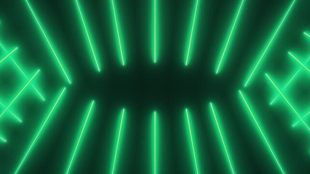 Background with neon lines in green color, movement of lines stock video