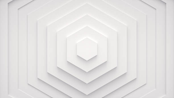 istock Wave from concentric polygons, rings on the surface. Bright, milky radio wave abstract background 1638954460
