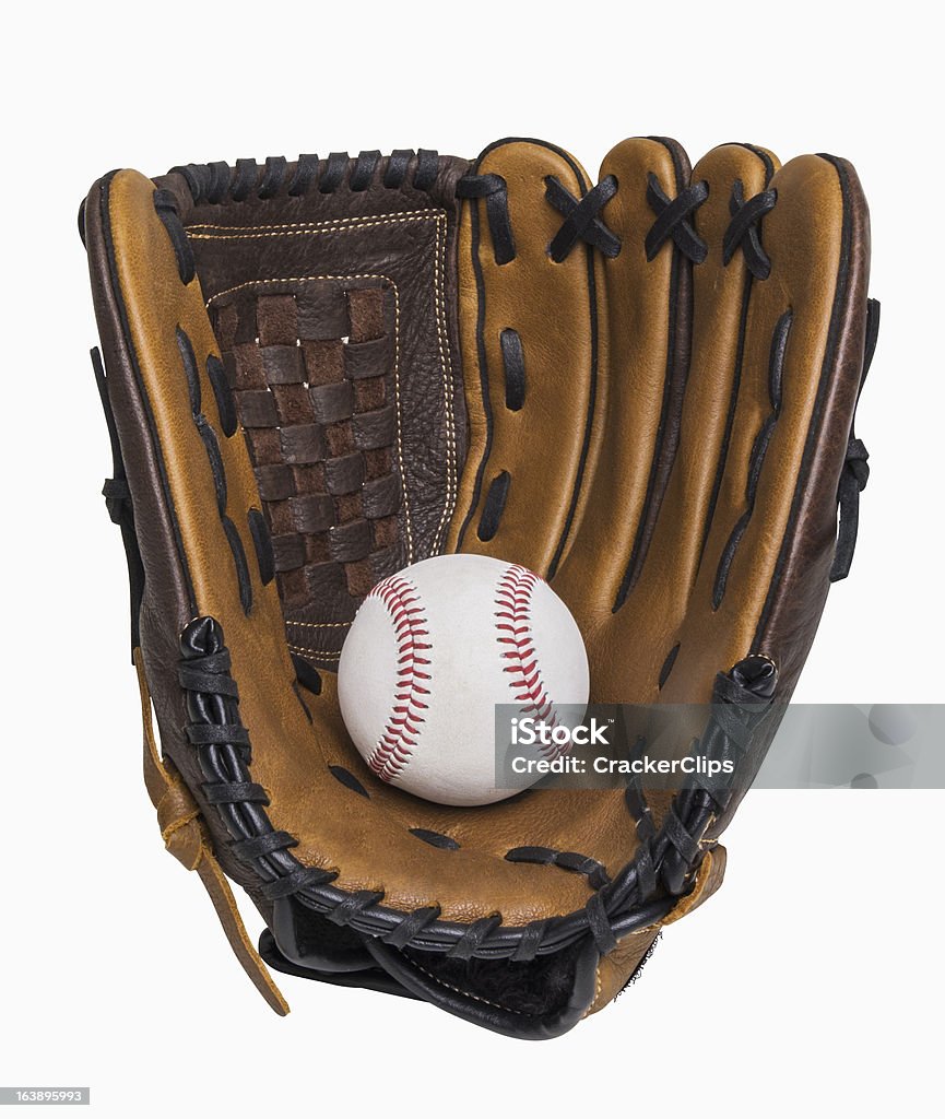 Baseball and Glove Baseball and baseball glove isolated on white, includes clipping path Baseball Glove Stock Photo