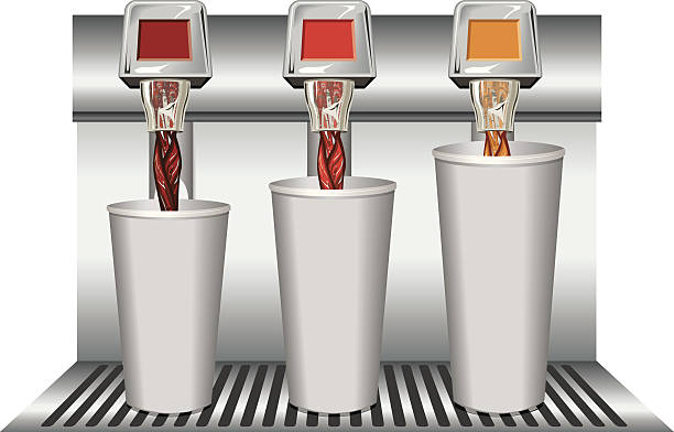 ilustraciones, imágenes clip art, dibujos animados e iconos de stock de fountain_drinks_varying_sizes - fountain