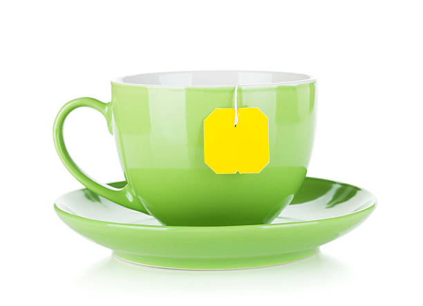 グリーンティーカップ、ティーバッグ - cup tea teabag tea cup ストックフォトと画像