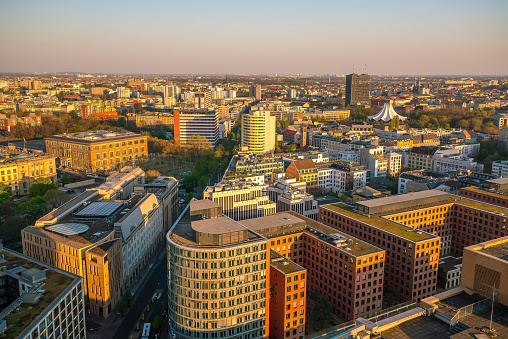 Berlin downtown city skyline, cityscape of Germany from top view