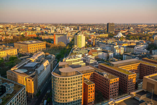 Berlin downtown city skyline, cityscape of Germany stock photo