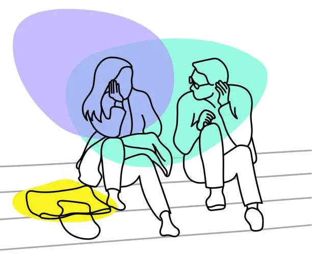 Vector illustration of Deep Listening Relationship Skills Purple