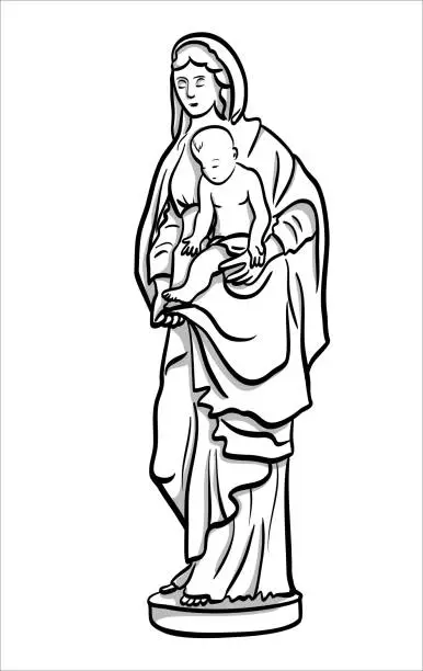 Vector illustration of Christianity Statue Virgin Marie