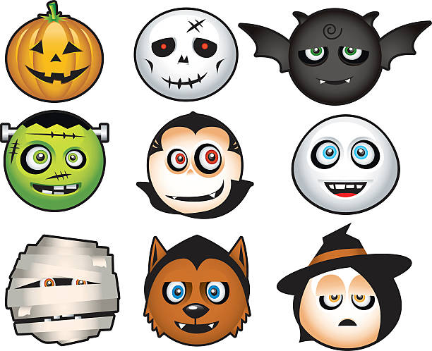 Linda iconos de Halloween - ilustración de arte vectorial