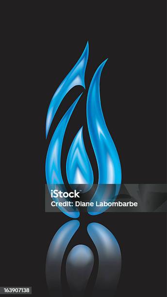 Gas Fiamma Icona Con Riflessione - Immagini vettoriali stock e altre immagini di Blu - Blu, Clip art, Fiamma