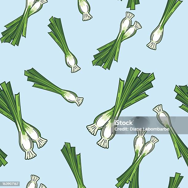Green Onions Seamless Pattern Stock Illustration - Download Image Now - Backgrounds, Clip Art, Food