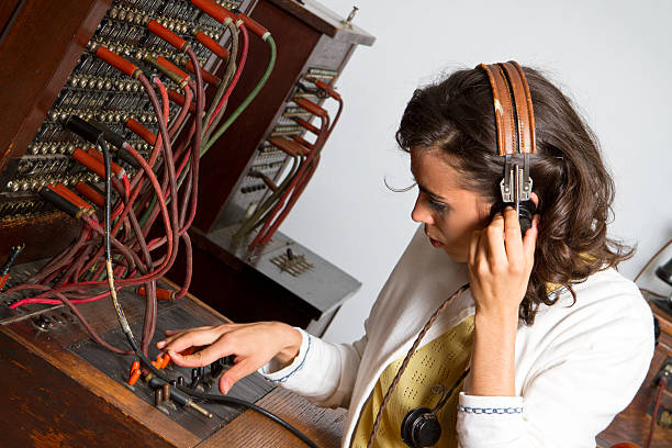 vecchia corda centralinista - switchboard operator foto e immagini stock