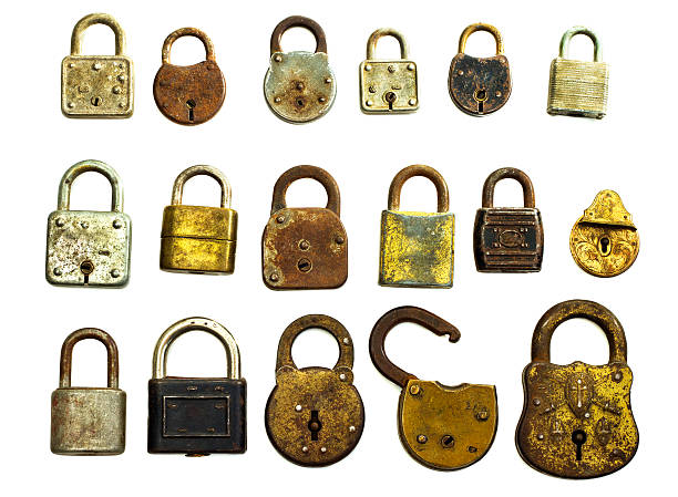 Antique Locks Isolated On White Antique Locks Isolated On White padlock photos stock pictures, royalty-free photos & images