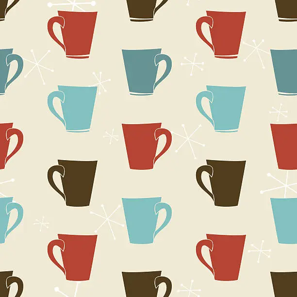 Vector illustration of Simple Retro Coffee Cups Pattern