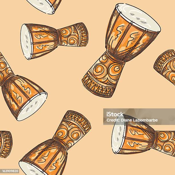 Seamless Pattern Di Tamburo Djembe - Immagini vettoriali stock e altre immagini di Djembe - Djembe, Arte, Cultura e Spettacolo, Bongo - Tamburo