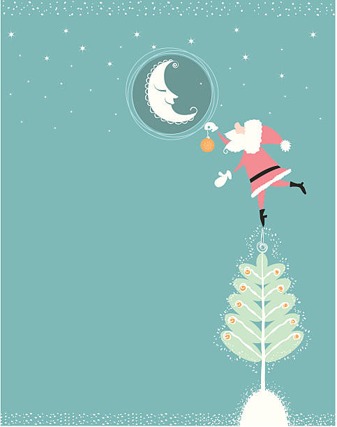 Santa Claus mit Weihnachten moon – Vektorgrafik