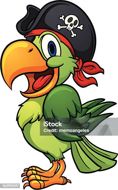 Papagaio De Pirata - Arte vetorial de stock e mais imagens de Papagaio - Papagaio, Animal, Banda desenhada - Produto Artístico