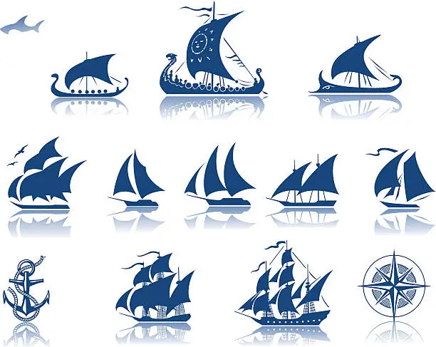 Vector illustration of Ships of the past  iconset