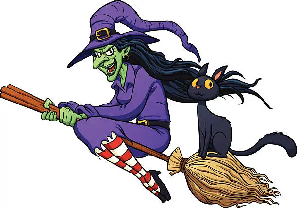 Vector illustration of Cartoon witch