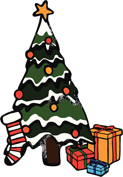 Albero di Natale con regali - illustrazione arte vettoriale