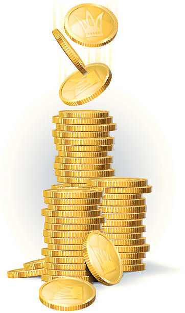 Coins_2 Many golden coins in piles chocolate gelt stock illustrations