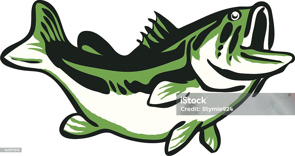 Largemouth Bass Icon "A simple, 3 color largemouth bass graphic." Fish stock vector