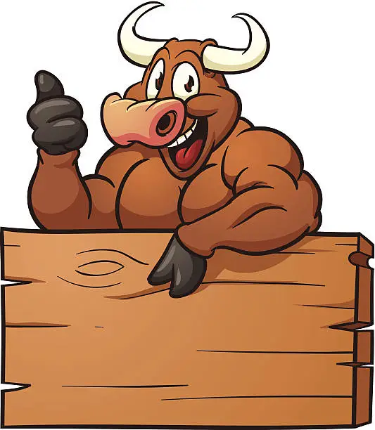 Vector illustration of Cartoon Bull