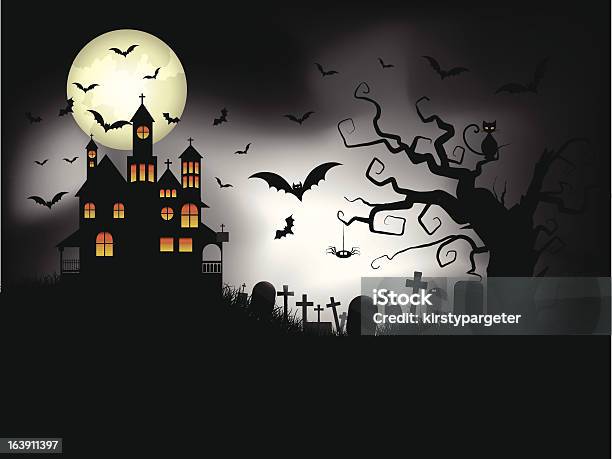 Spooky Halloweenhintergrund Stock Vektor Art und mehr Bilder von Spuk - Spuk, Wohnhaus, Halloween