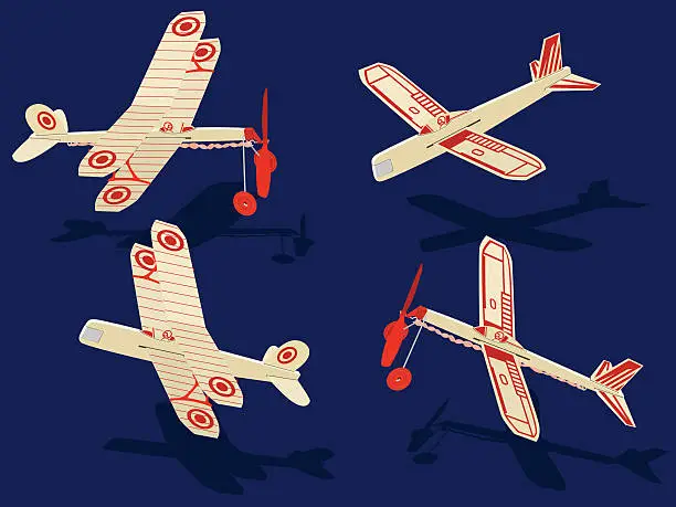 Vector illustration of Balsa Wood Toy Airplanes