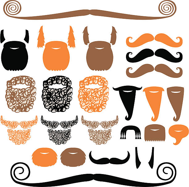 illustrazioni stock, clip art, cartoni animati e icone di tendenza di mustaches! - sideburn