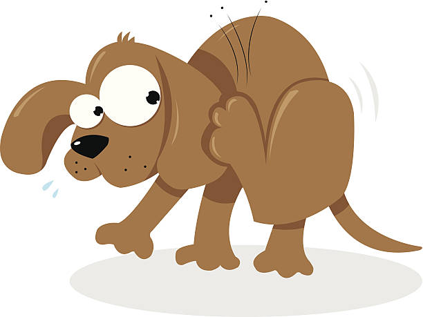 Doggie and Fleas vector art illustration