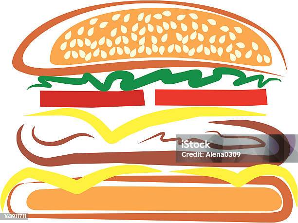 Hamburger - Stockowe grafiki wektorowe i więcej obrazów Bez ludzi - Bez ludzi, Cheeseburger, Cheeseburger z bekonem