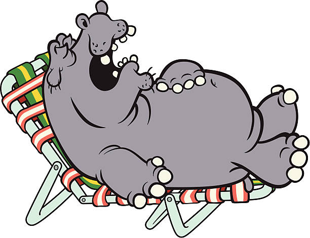 Napping Hippo vector art illustration
