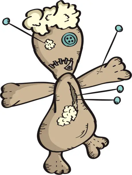 Vector illustration of Ripped Voodoo Doll