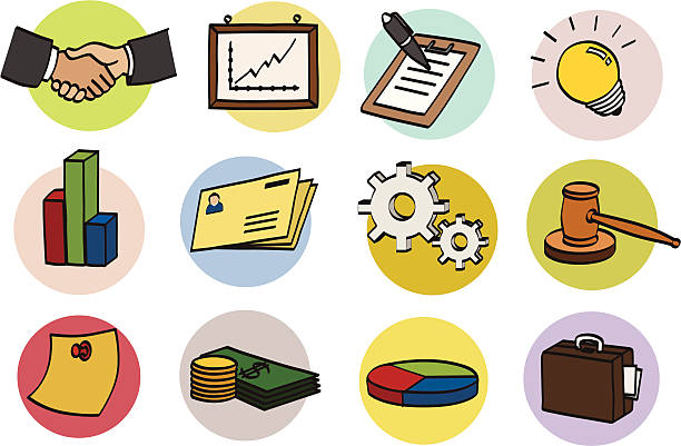 business doodle icon set vector art illustration