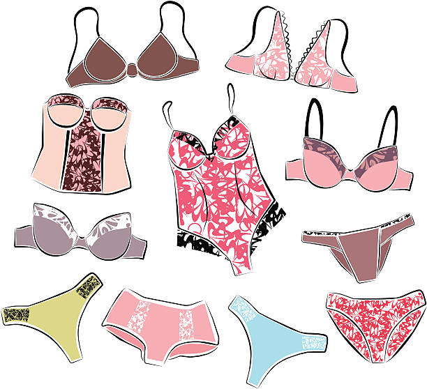 set of color underwear vector art illustration