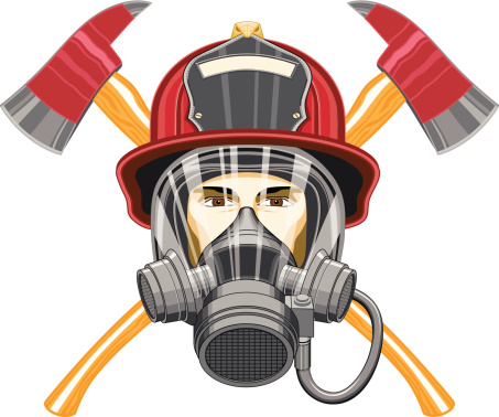 Firefighter with Mask and Axes