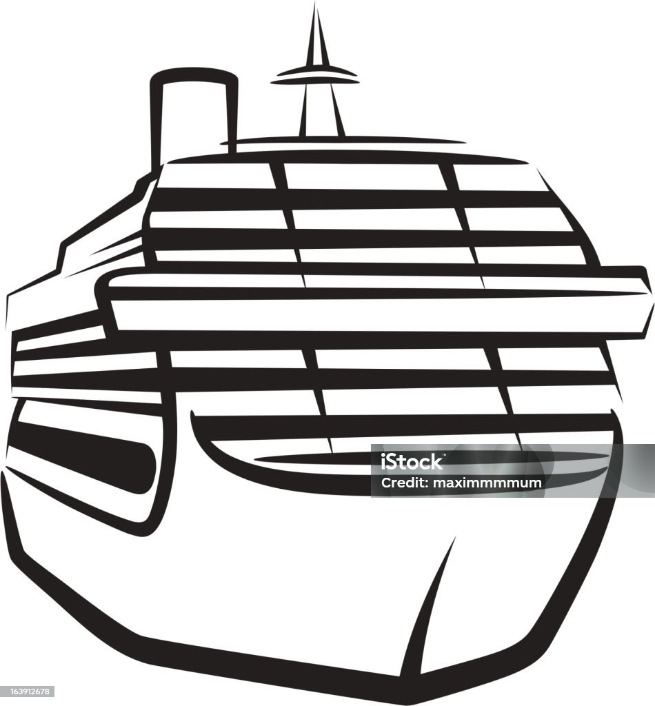 Simples ilustração com um navio - Vetor de Barco a vapor royalty-free