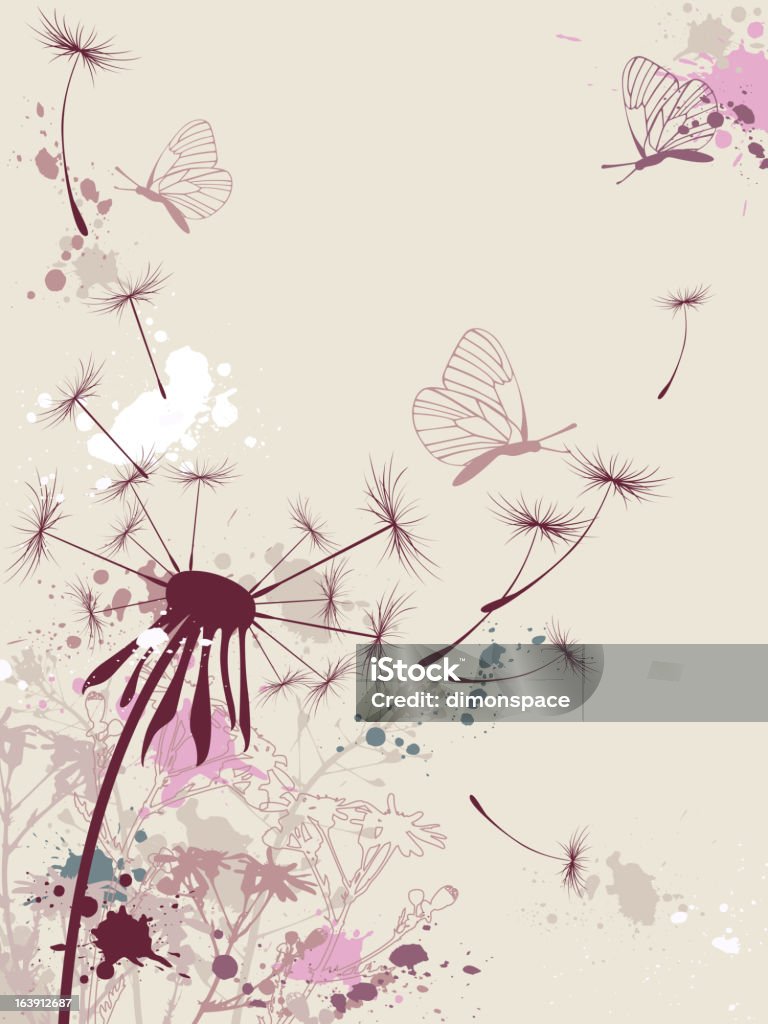 floral background vector floral background with dandelion and butterfly Grunge Image Technique stock vector