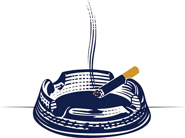 Vector illustration of ashtray engraving icon