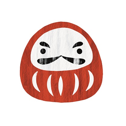 Daruma doll illustration sign for decoration on about Japanese art culture.