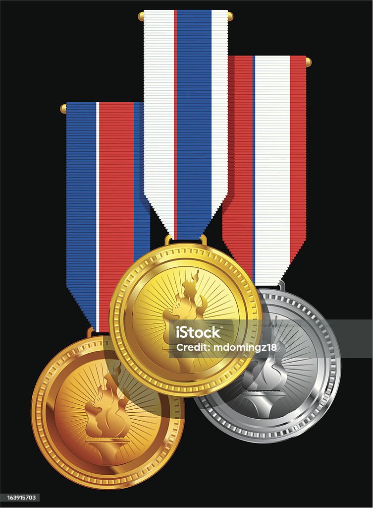 Grupo de juntar medalha awards - Vetor de Azul royalty-free