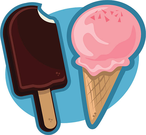 Fudge Bar and Ice Cream Cone vector art illustration